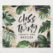 Tropische afstudeerklas van moderne botanische vie sparkling wijnetiket (Enkel label)