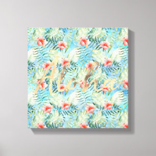 Tropische alfa hibiscus bloemig canvas afdruk