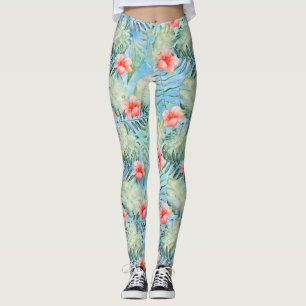 Tropische alfa hibiscus bloemig leggings