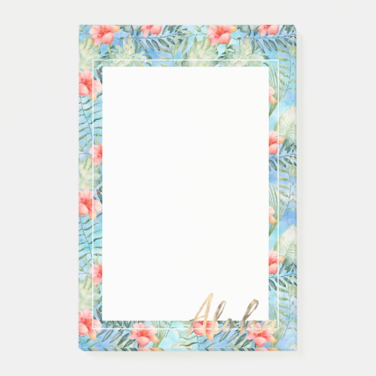 Tropische alfa hibiscus bloemig post-it® notes (Voorkant)