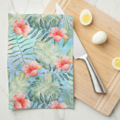 Tropische alfa hibiscus bloemig theedoek (Quarter Fold)