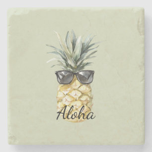 Tropische Aloha Ananas met Zonnebril Stenen Onderzetter