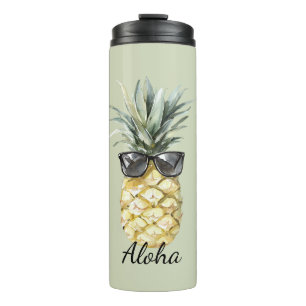 Tropische Aloha Ananas met Zonnebril Thermosbeker
