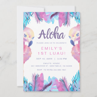 Tropische Aloha Flamingo 1e Luau Verjaardag Kaart