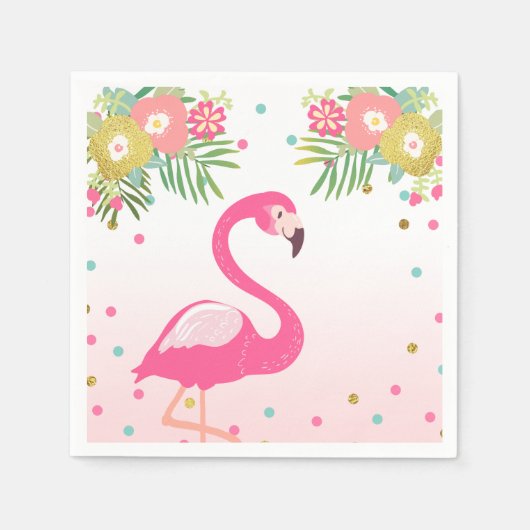 Tropische Aloha Flamingo Papier Servetten Verjaard (Voorkant)