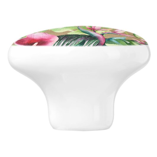 Tropische Aloha Floral Luau Summer Leaves Kraft Keramische Knop (Zijkant)