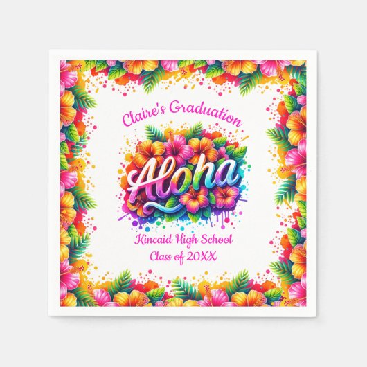 Tropische Aloha Grad Luau Feest Papieren Servetten (Voorkant)