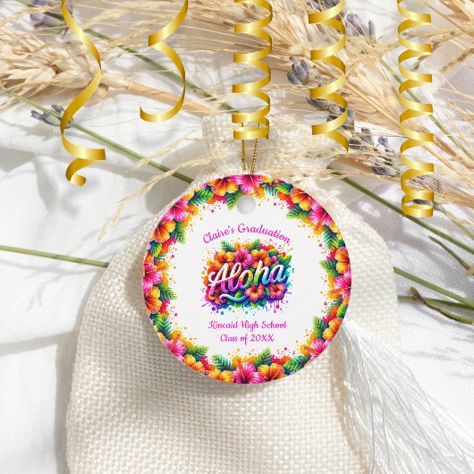 Tropische Aloha Graduation Party Ronde Gift Labels