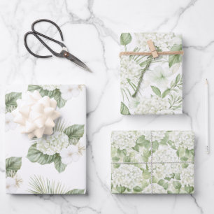 Tropische Aloha Strand Hydrangea Bloemige Bruiloft Inpakpapier Vel