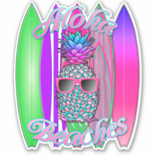 Tropische Aloha strandt vun Surfende ananas Sticker