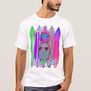 Tropische Aloha strandt vun Surfende ananas T-shirt