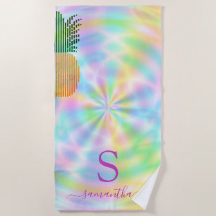 Tropische anananas aangepaste holografische pastel strandlaken