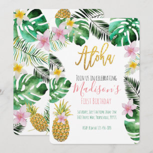 Tropische anananas Birthday Invitation Kaart