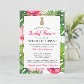Tropische anananas Bridal Shower Invitation, White Kaart (Staand voorkant)
