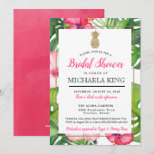 Tropische anananas Bridal Shower Invitation, White Kaart (Voorkant / Achterkant)