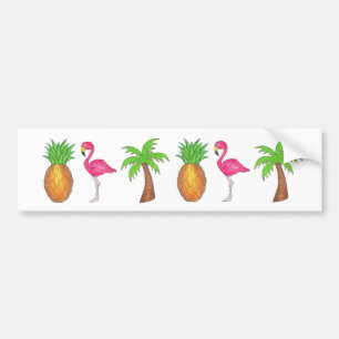 Tropische anananas Flamingo Palm Tree Sticker