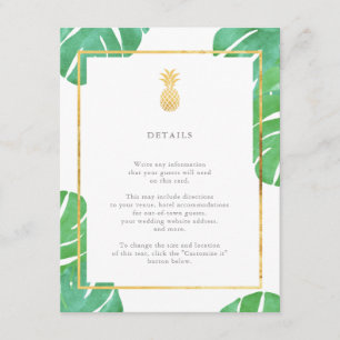 Tropische anananas Gold Wedding Insert Kaarten