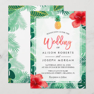 Tropische anananas Hawaiian Hibiscus Wedding Kaart
