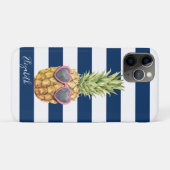 Tropische anananas, marineblauw gestreept Case-Mate iPhone case (Achterkant (horizontaal))