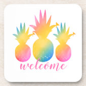 Tropische anananasroze regenboog Waterverf Welkom Bier Onderzetter (Voorkant)