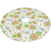 Tropische anananassen fleece kerstboom rok (Gekanteld)