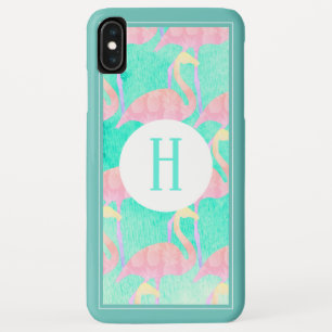 Tropische anananassen Roze lamingos   Monogram iPhone XS Max Hoesje