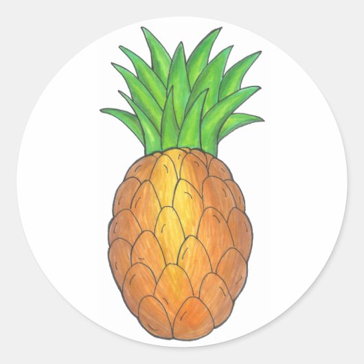 Tropische anananastickers ronde sticker (Voorkant)