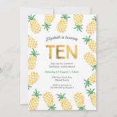 Tropische ananas 10e verjaardag uitnodiging (Voorkant)