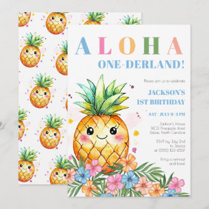 Tropische Ananas Aloha Onederland 1e Verjaardag Kaart
