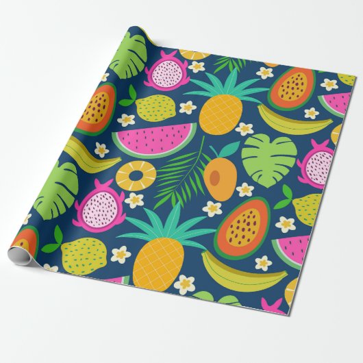 Tropische Ananas Banaan Watermeloen Fruit Cadeaupapier (Uitgerold)