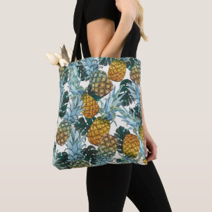 Tropische Ananas & Bladeren Exotisch Eiland Draagtas