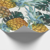 Tropische Ananas & Bladeren Exotisch Verjaardagsfe Cadeaupapier (Hoek)