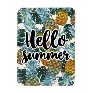 Tropische Ananas & Bladeren Hallo Zomer Magneet
