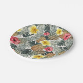 Tropische Ananas Bloem Bladeren Exotisch Feest Papieren Bordje (Gekanteld)