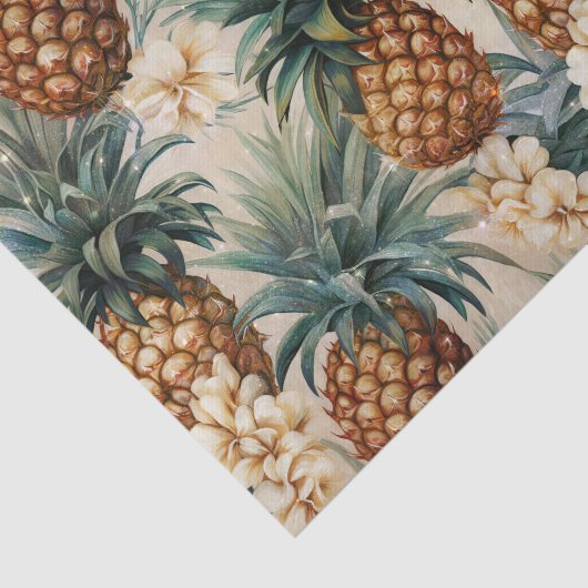 Tropische Ananas Bloemachtige Trouw  Tissuepapier (Detail)