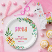 Tropische Ananas Bloemen Aloha Baby shower Papieren Bordje (Feest)