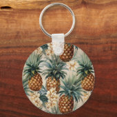 Tropische Ananas Bloemen Sleutelhanger (Achterkant)