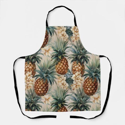 Tropische Ananas Bloemige Bruiloft Schort (Voorkant)