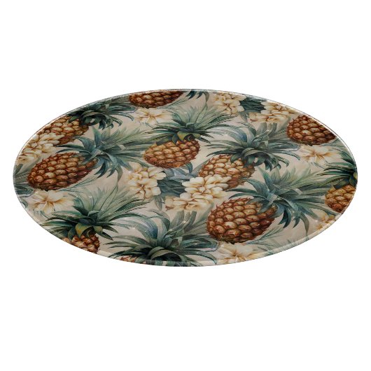 Tropische Ananas Bloemige Bruiloft Snijplank (Hoek)