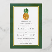 Tropische ananas bruiloft repetitie diner echt folie uitnodiging (Voorkant)