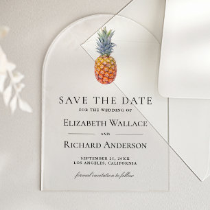 Tropische Ananas Bruiloft Save the Date Acryl Uitnodigingen