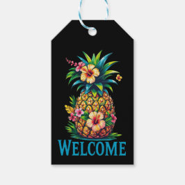 Tropische Ananas Cadeaubijsluiter Welkom Cadeaulabel