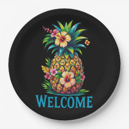 Tropische Ananas Cocktail Servet Welkom Papieren Bordje