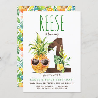 Tropische Ananas Eerste Verjaardag Uitnodiging