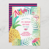 Tropische Ananas Flamingo Roze Goud Aloha Kaart (Voorkant / Achterkant)