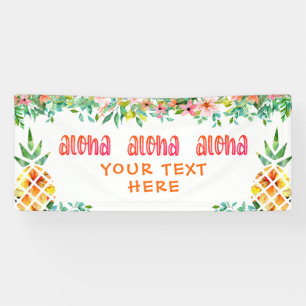Tropische ananas Floral ALOHA gepersonaliseerd Spandoek