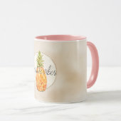 Tropische ananas gouden glitter mok (Voorkant rechts)