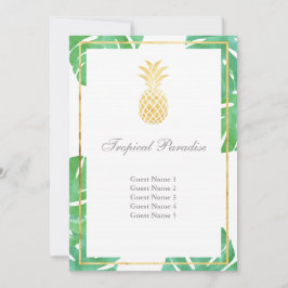 Tropische Ananas Gouden Stoelkaartjes - Verticaal Kaart