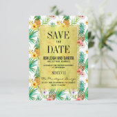 Tropische Ananas & Hibiscus Sla de datum op Save The Date (Staand voorkant)