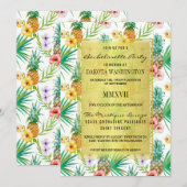 Tropische ananas & Hibiscus vrijgezellenfeest Kaart (Voorkant / Achterkant)